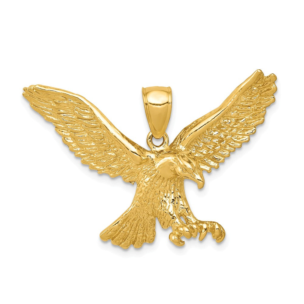 14k Yellow Gold Large Flying Eagle Pendant, Item P10159 by The Black Bow Jewelry Co.