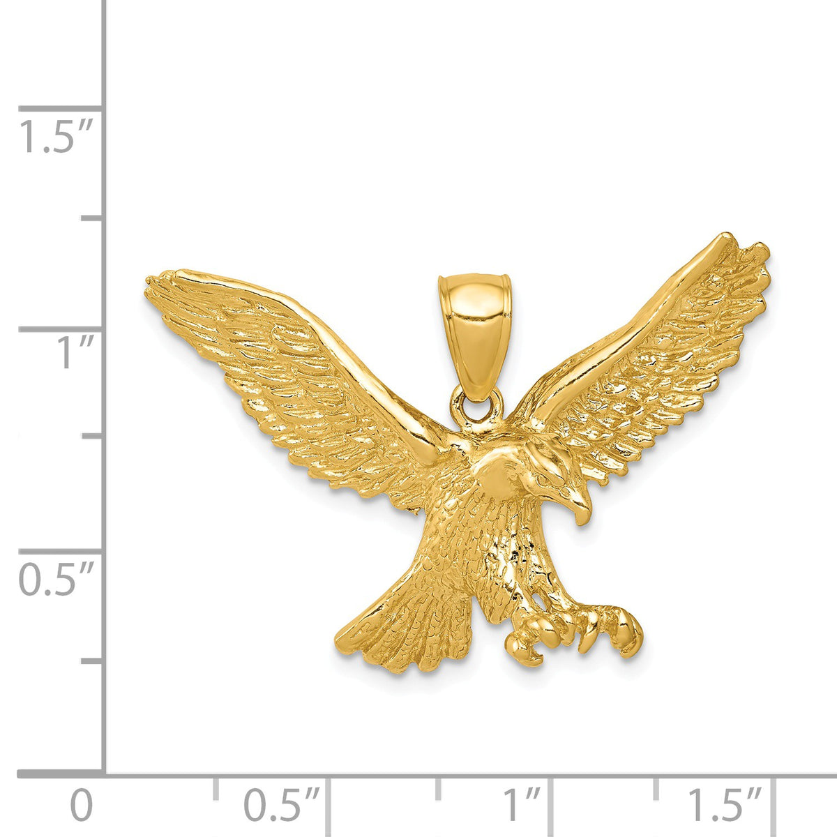 Alternate view of the 14k Yellow Gold Large Flying Eagle Pendant by The Black Bow Jewelry Co.