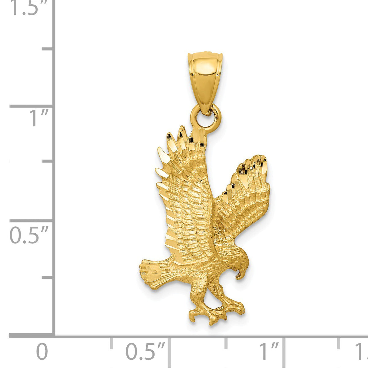 Alternate view of the 14k Yellow Gold Diamond Cut Flying Eagle Pendant by The Black Bow Jewelry Co.