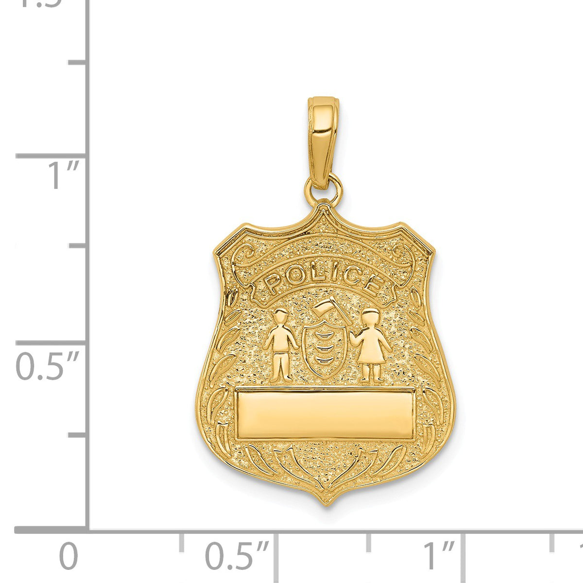 Alternate view of the 14k Yellow Gold Engravable Police Badge Pendant by The Black Bow Jewelry Co.
