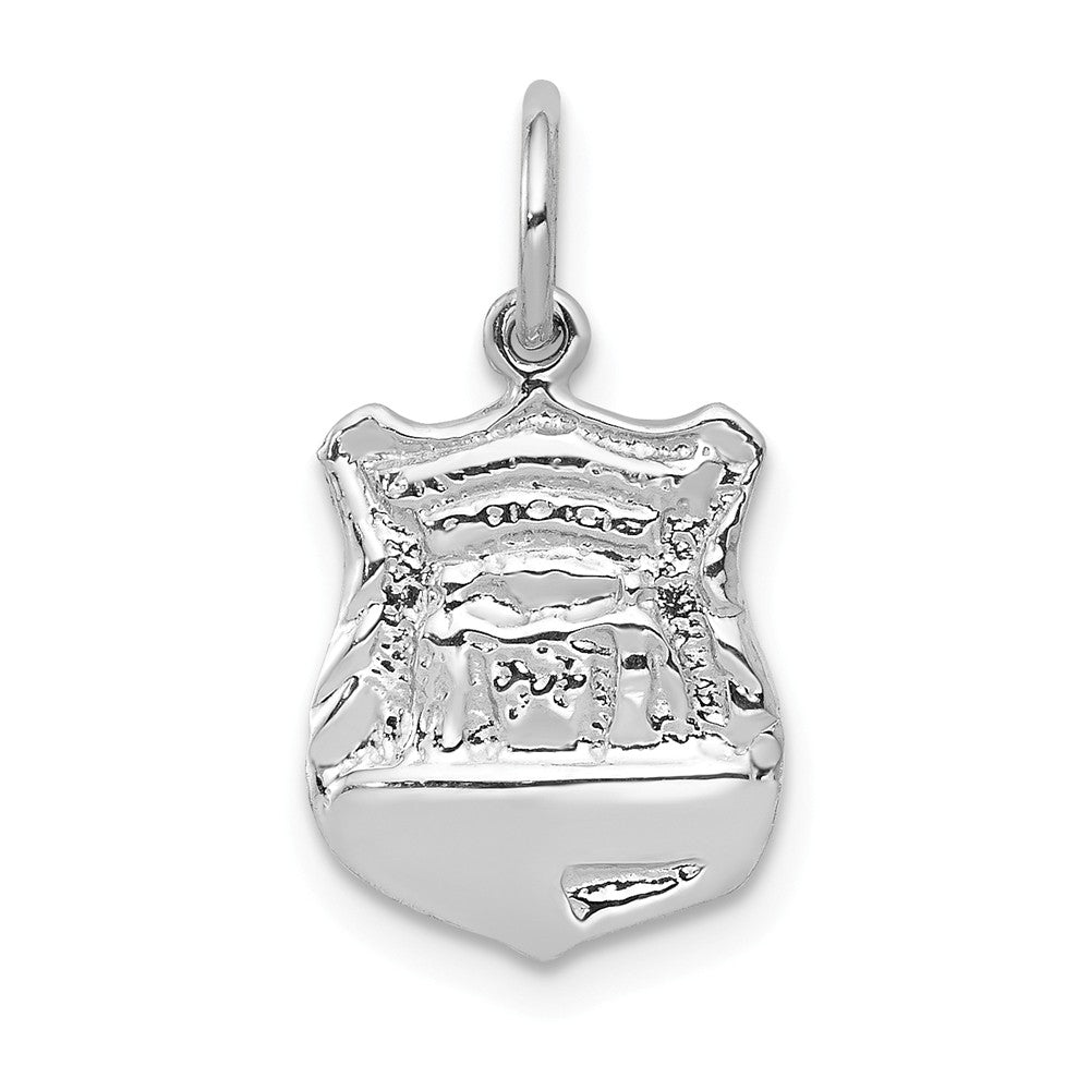 14k White Gold Police Badge Charm, Item P10192 by The Black Bow Jewelry Co.