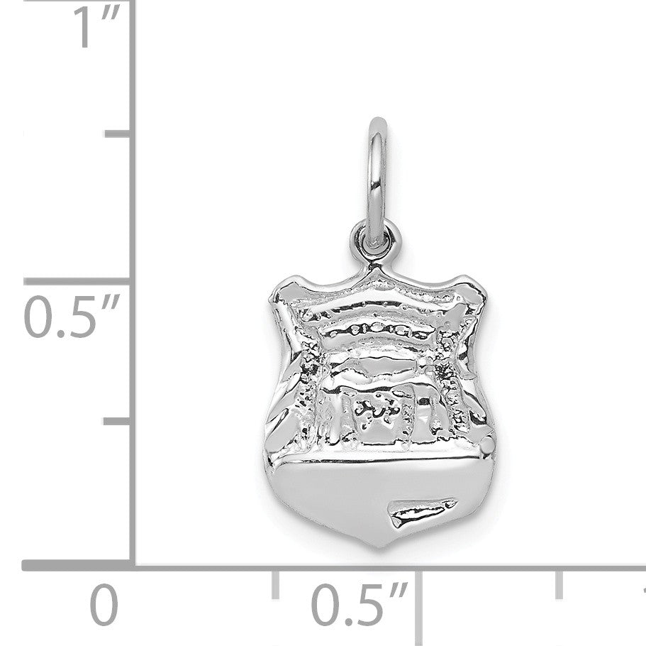Alternate view of the 14k White Gold Police Badge Charm by The Black Bow Jewelry Co.
