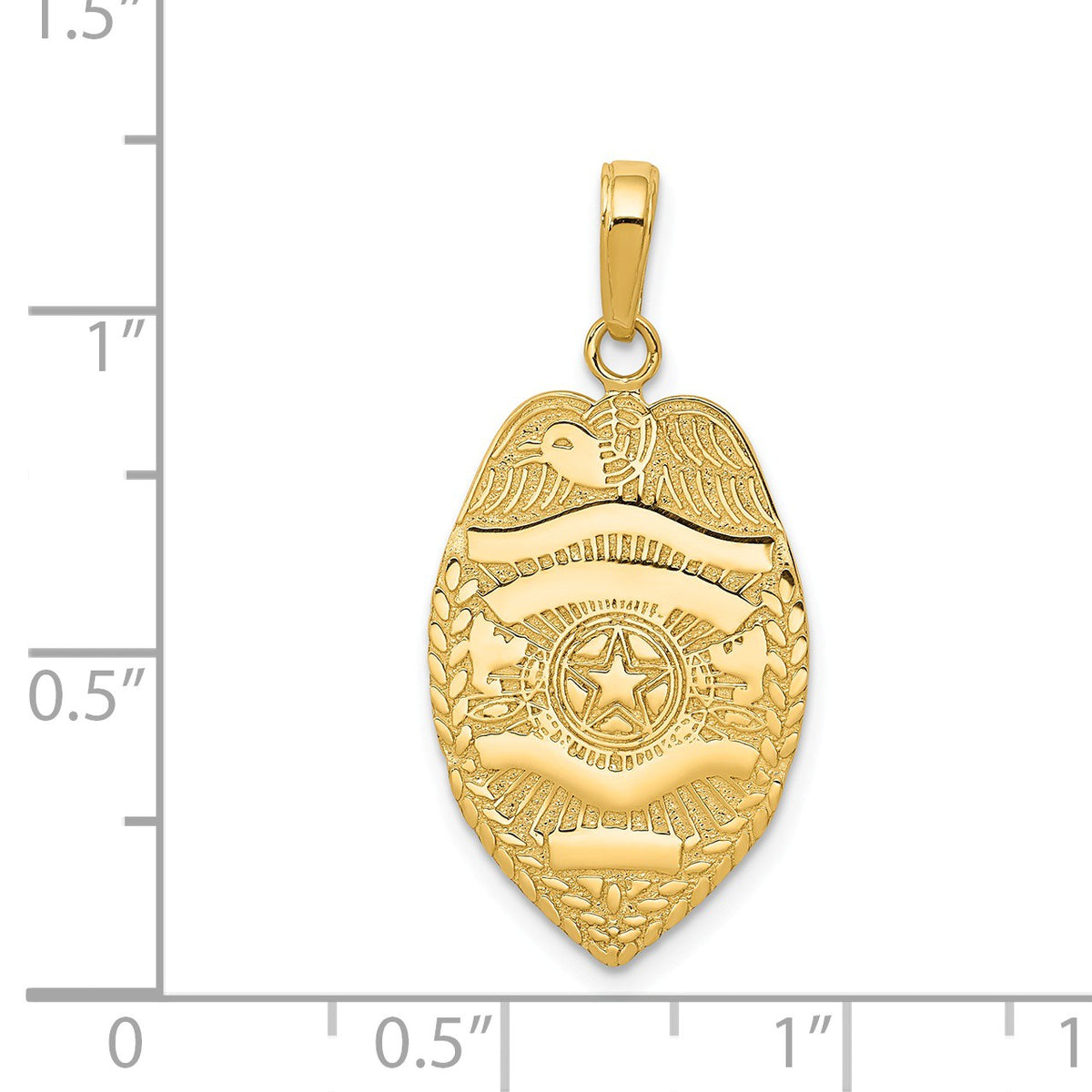 Alternate view of the 14k Yellow Gold Polished Badge Pendant by The Black Bow Jewelry Co.
