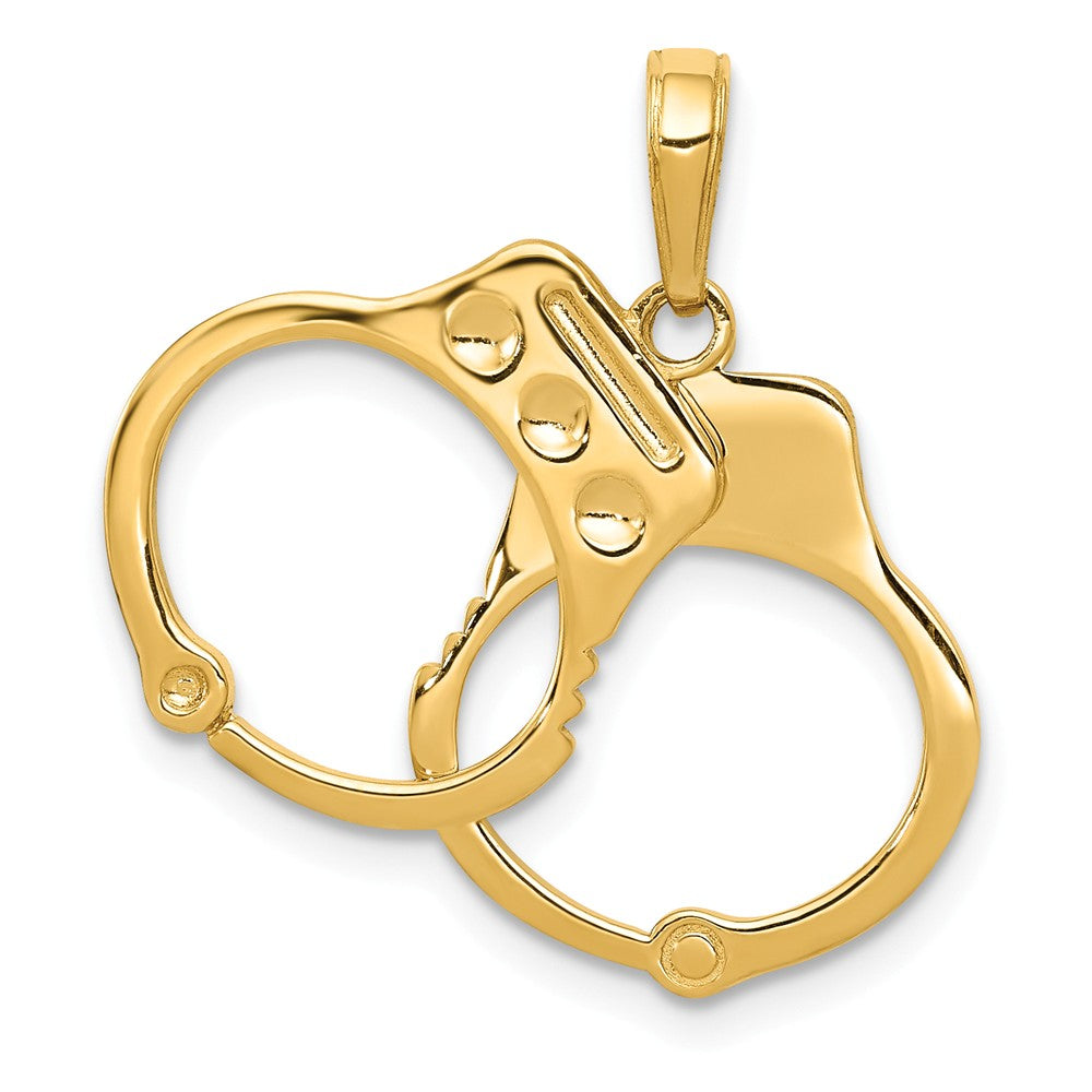 14k Yellow Gold Large Handcuffs Pendant, Item P10202 by The Black Bow Jewelry Co.