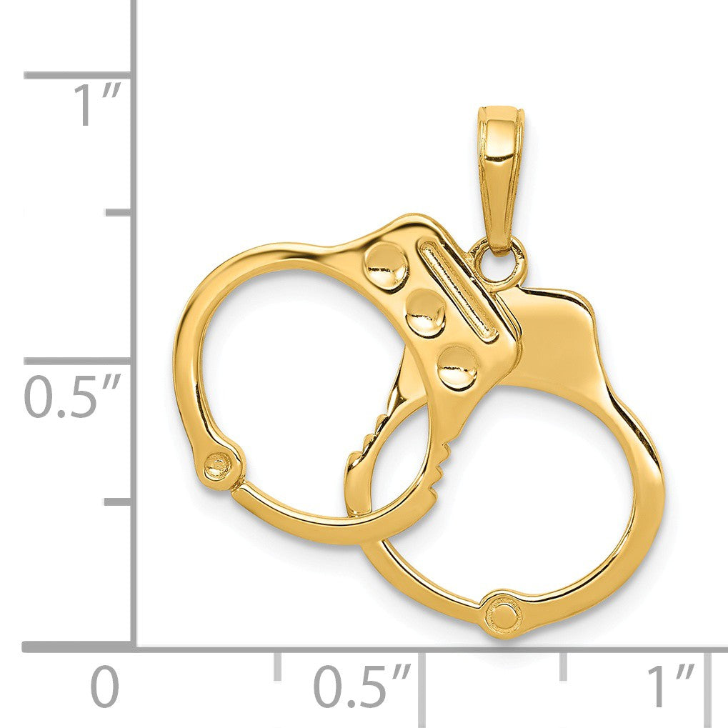 Alternate view of the 14k Yellow Gold Large Handcuffs Pendant by The Black Bow Jewelry Co.