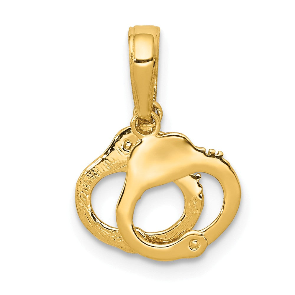 14k Yellow Gold Mini Handcuffs Pendant, Item P10204 by The Black Bow Jewelry Co.