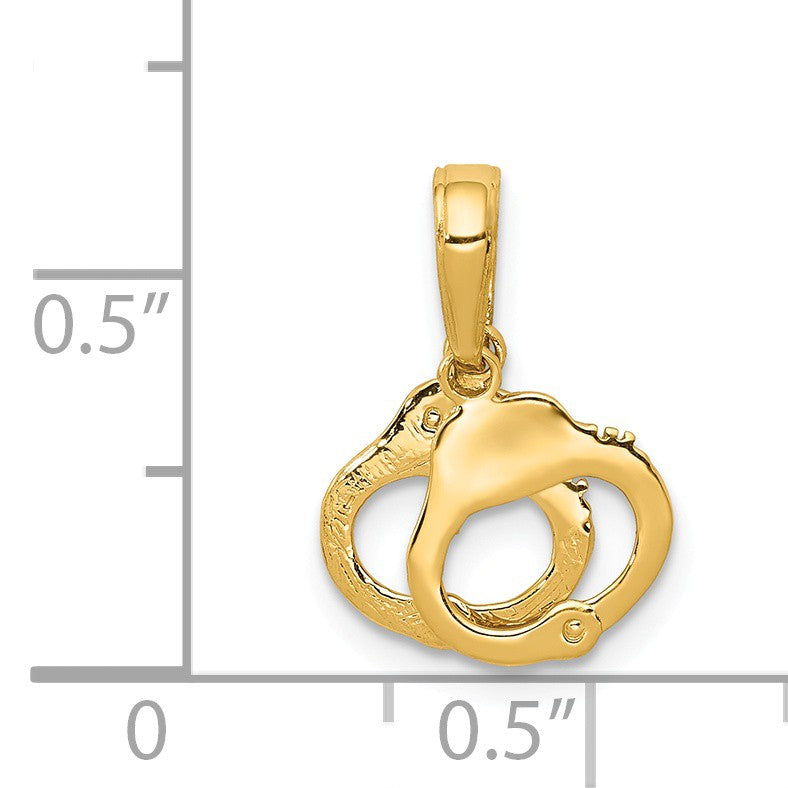 Alternate view of the 14k Yellow Gold Mini Handcuffs Pendant by The Black Bow Jewelry Co.