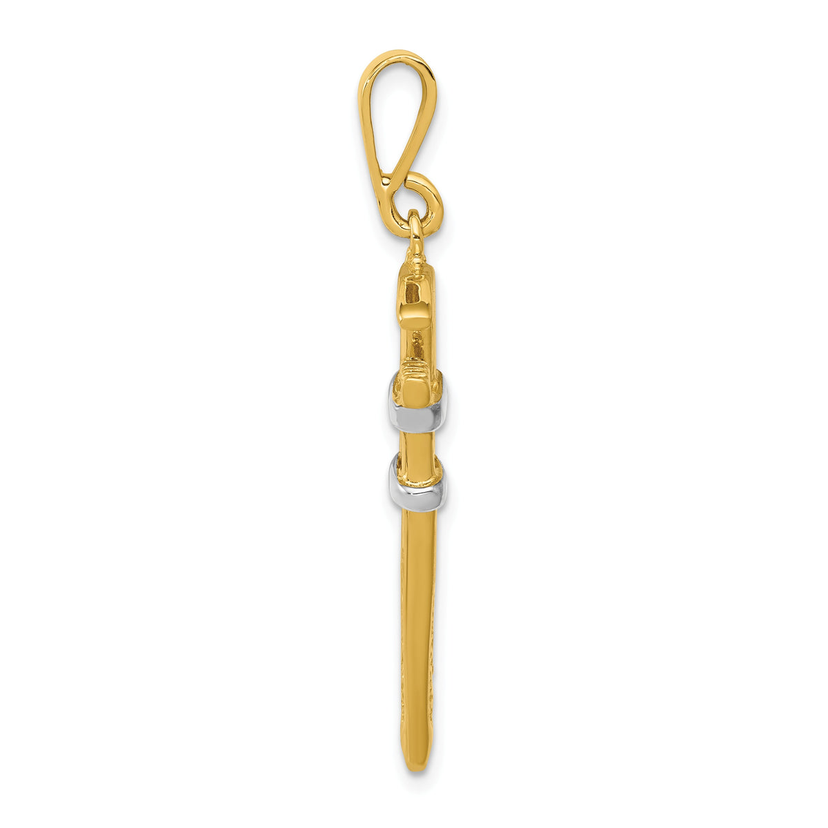 Alternate view of the 14k Yellow Gold and White Rhodium 3D Two Tone Monkey Wrench Pendant by The Black Bow Jewelry Co.