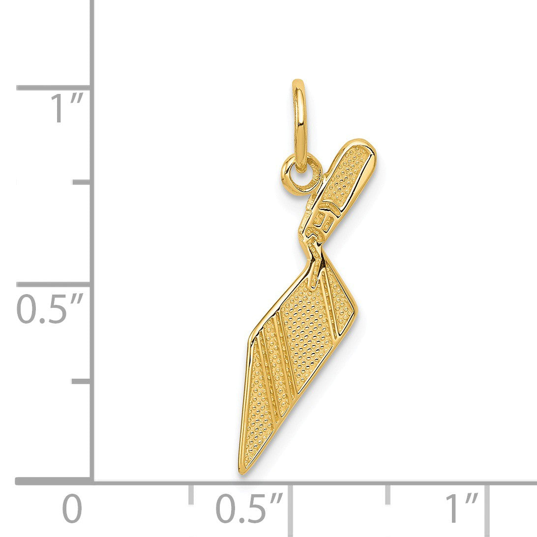 Alternate view of the 14k Yellow Gold Textured Brick Trowel Charm by The Black Bow Jewelry Co.