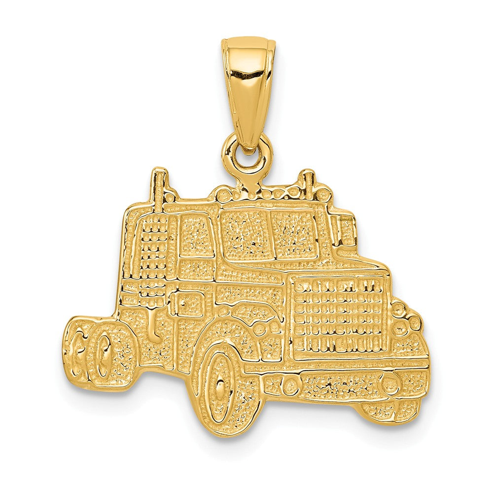 14k Yellow Gold Semi Truck Cab Pendant, Item P10225 by The Black Bow Jewelry Co.
