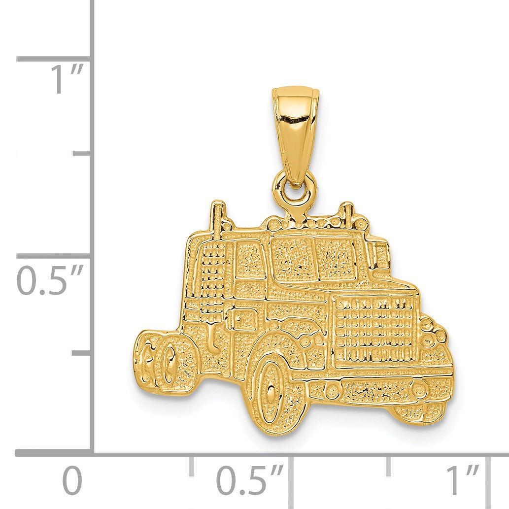 Alternate view of the 14k Yellow Gold Semi Truck Cab Pendant by The Black Bow Jewelry Co.