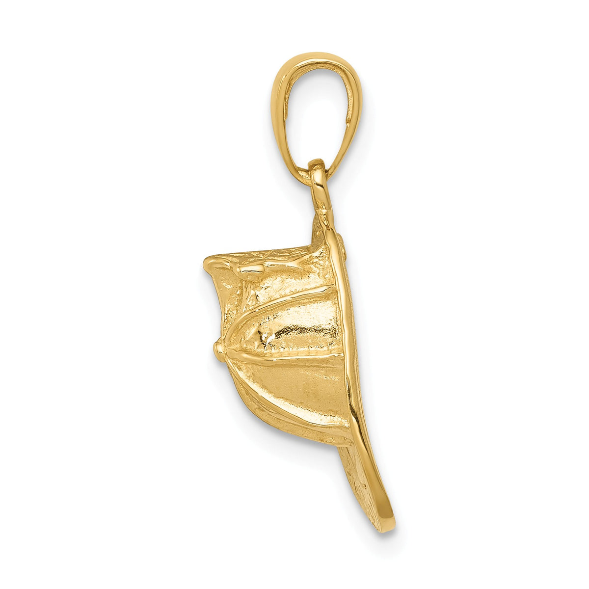 Alternate view of the 14k Yellow Gold 3D Firefighter Hat Pendant by The Black Bow Jewelry Co.