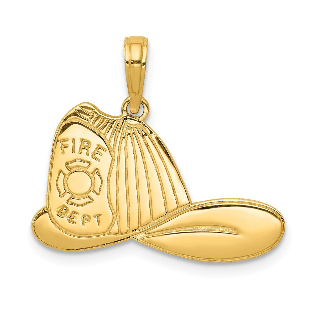 14k Yellow Gold Large Fire Dept. Hat Pendant, Item P10235 by The Black Bow Jewelry Co.