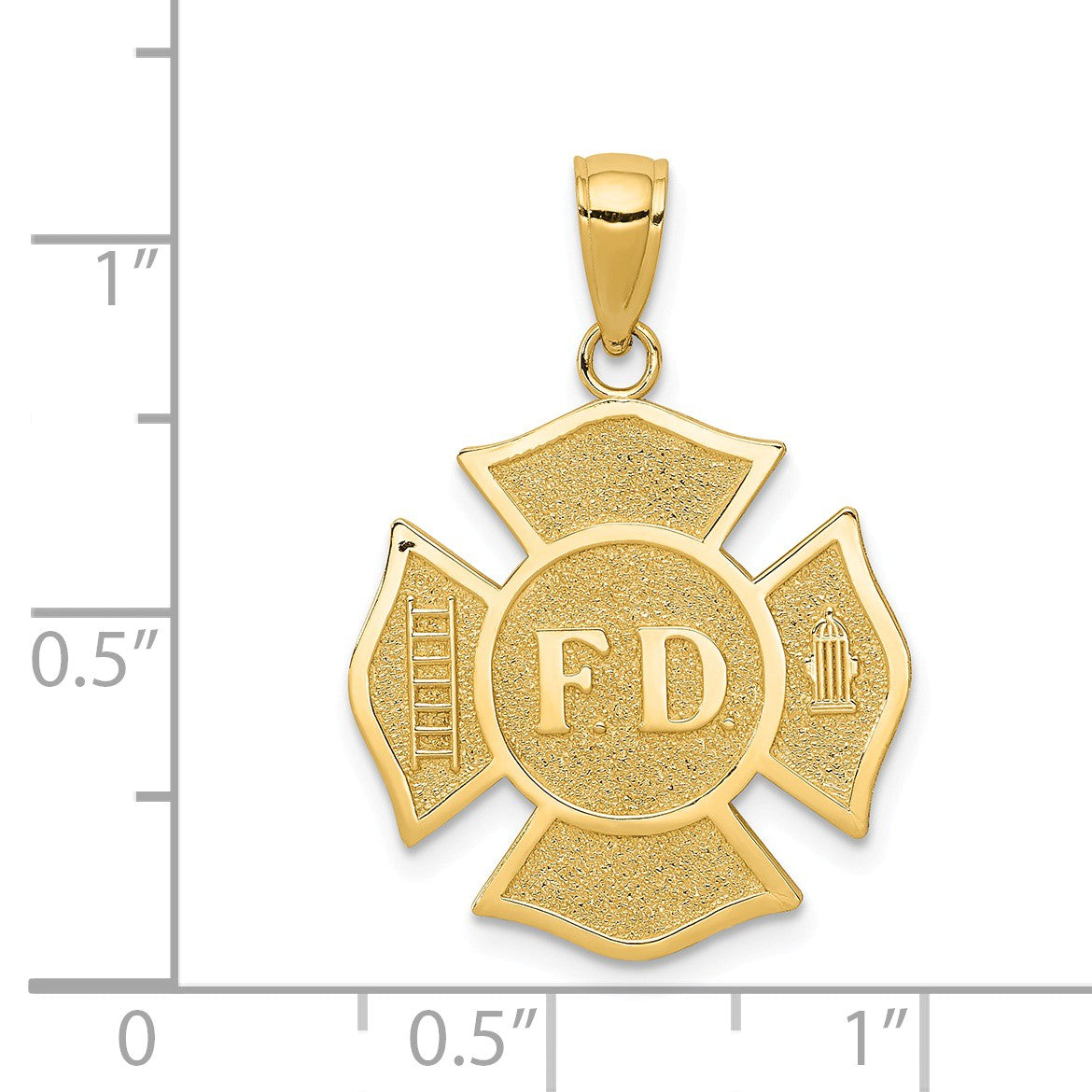 Alternate view of the 14k Yellow Gold Fire Department Medal Pendant by The Black Bow Jewelry Co.