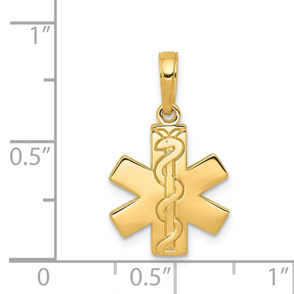 Alternate view of the 14k Yellow Gold Medical Symbol Pendant by The Black Bow Jewelry Co.