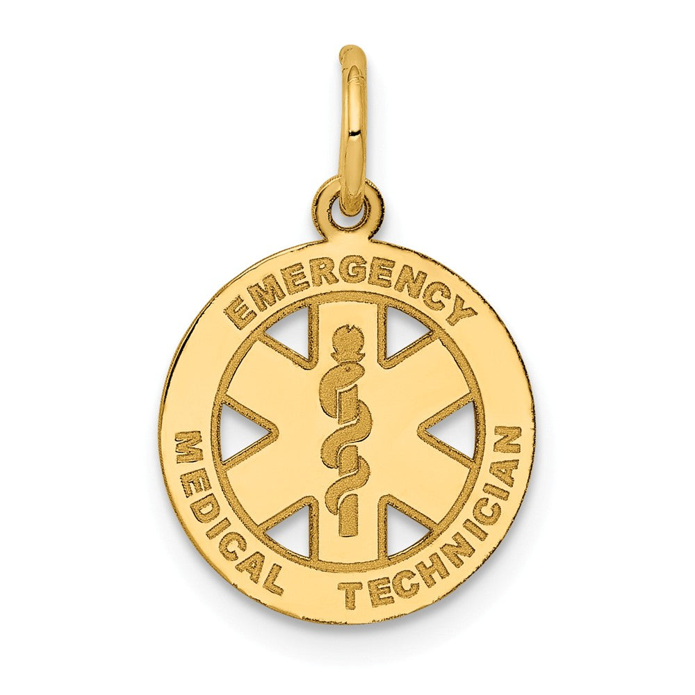 14k Yellow Gold Emergency Medical Technician Disk Charm, 13mm, Item P10264 by The Black Bow Jewelry Co.