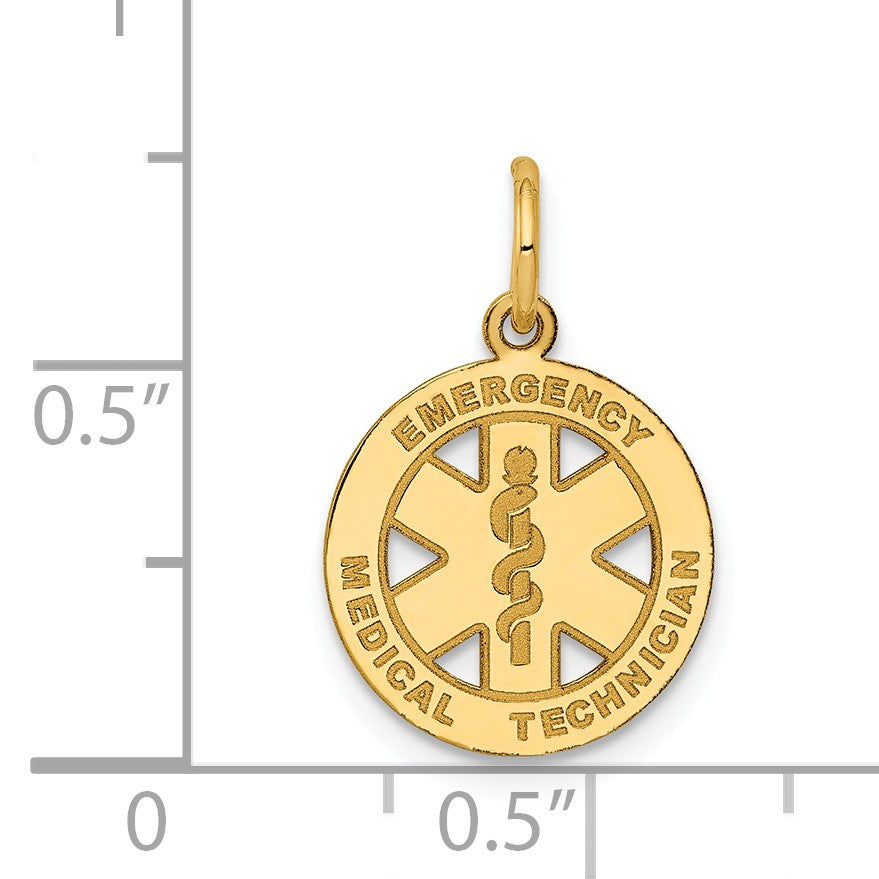 Alternate view of the 14k Yellow Gold Emergency Medical Technician Disk Charm, 13mm by The Black Bow Jewelry Co.
