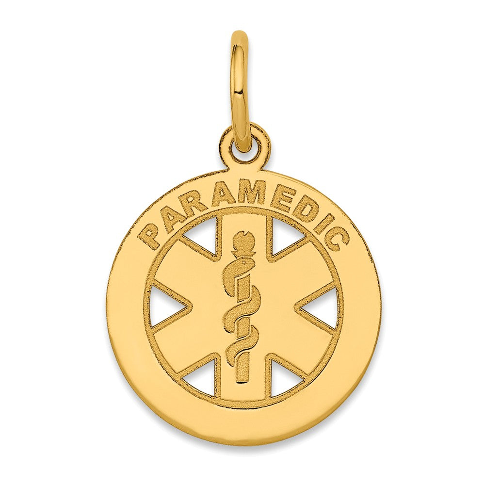 14k Yellow Gold Paramedic Medical Disk Charm, 13mm, Item P10268 by The Black Bow Jewelry Co.