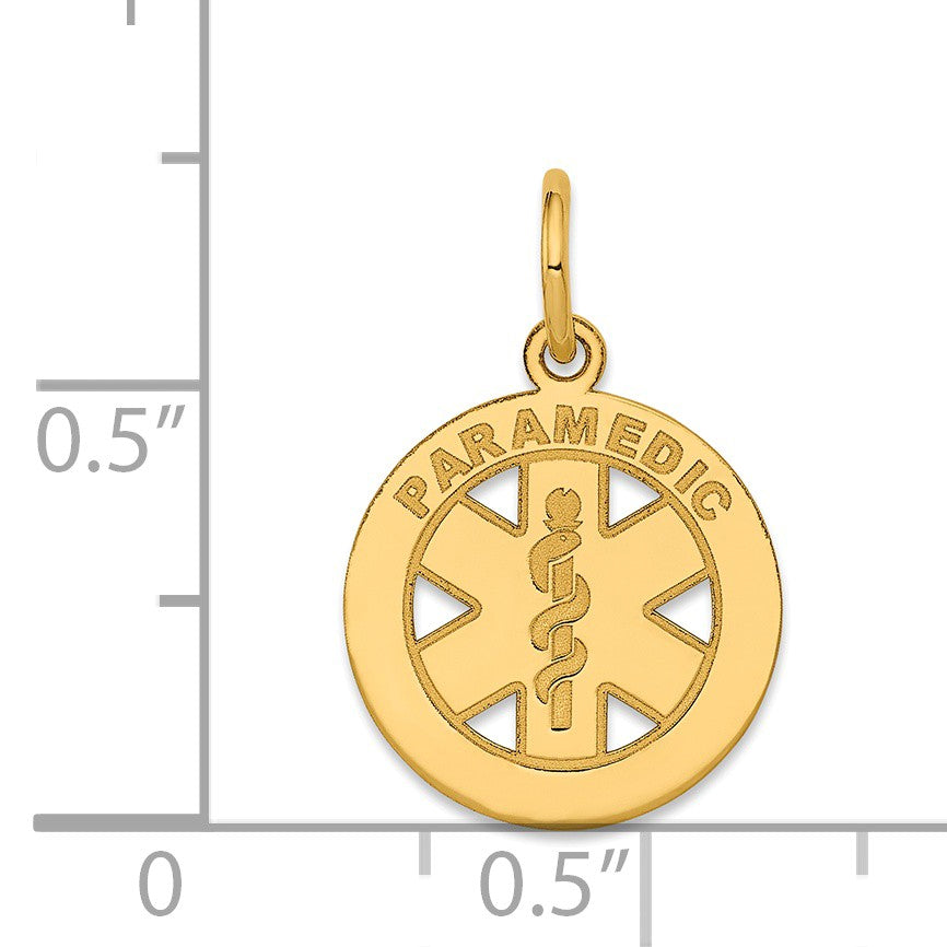 Alternate view of the 14k Yellow Gold Paramedic Medical Disk Charm, 13mm by The Black Bow Jewelry Co.