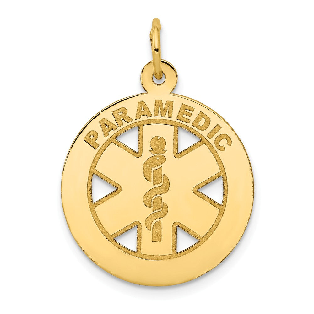 14k Yellow Gold Paramedic Medical Disk Charm, 19mm, Item P10269 by The Black Bow Jewelry Co.
