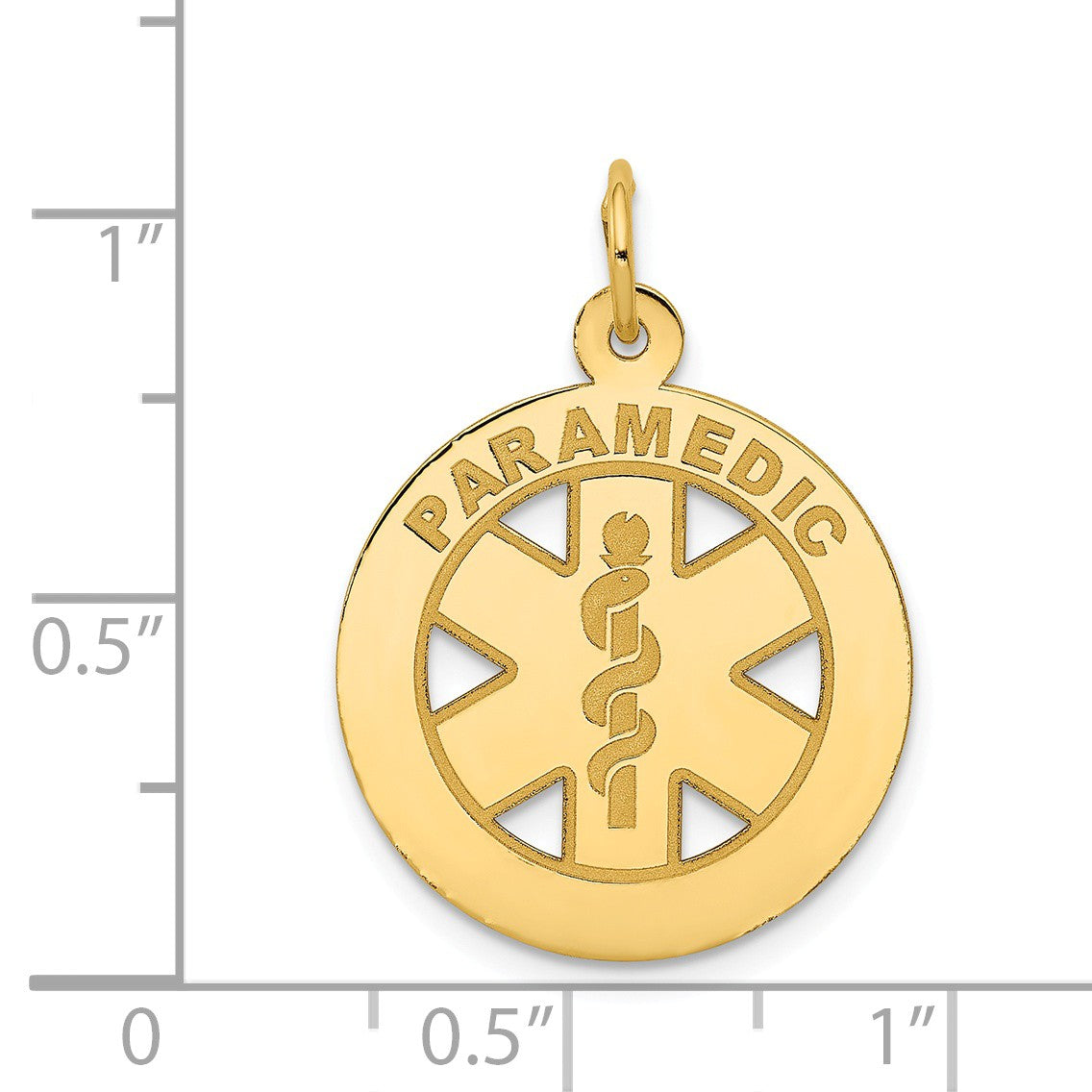 Alternate view of the 14k Yellow Gold Paramedic Medical Disk Charm, 19mm by The Black Bow Jewelry Co.