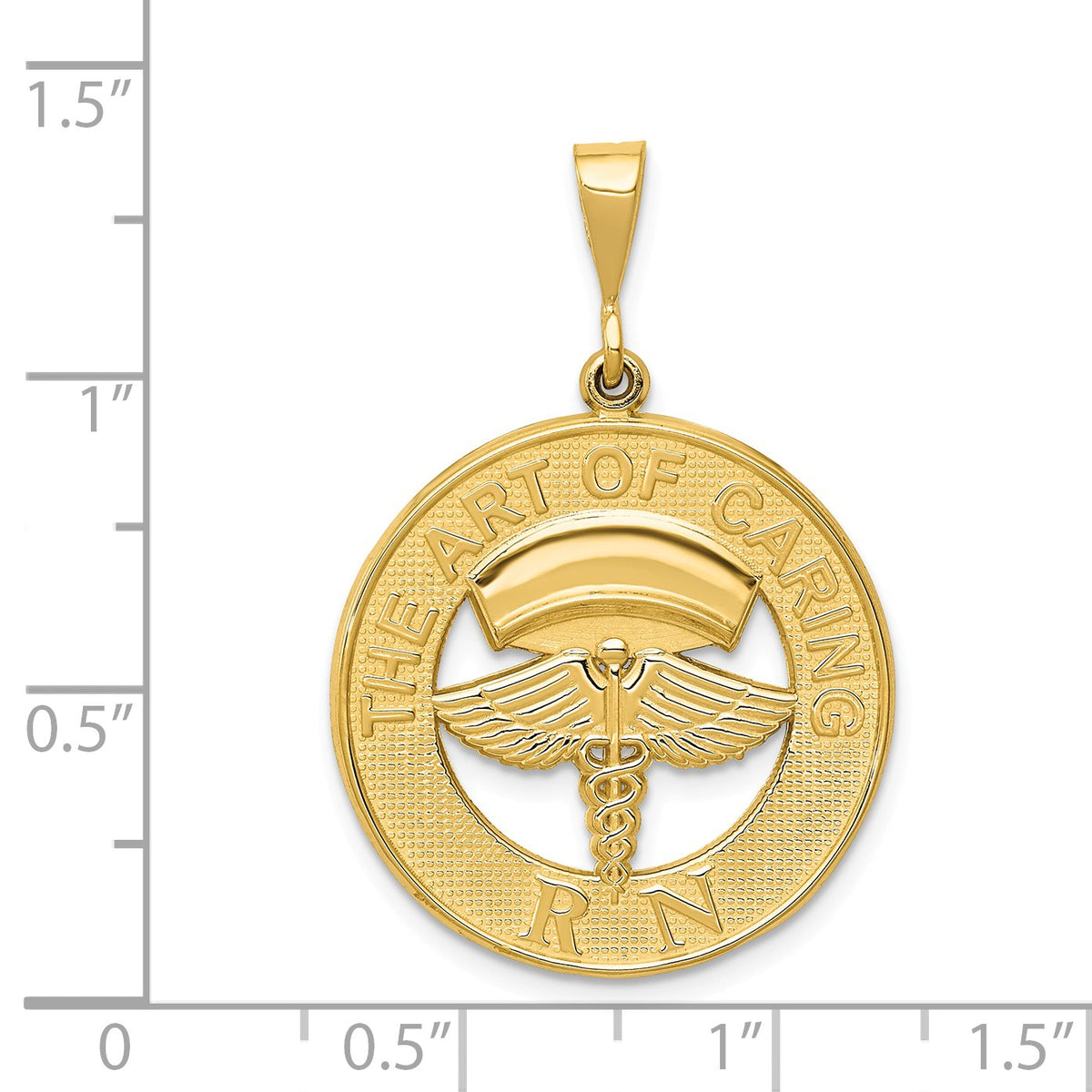 Alternate view of the 14k Yellow Gold The Art of Caring RN Pendant by The Black Bow Jewelry Co.