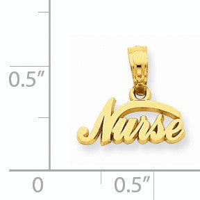 Alternate view of the 14k Yellow Gold Small Nurse Script Pendant by The Black Bow Jewelry Co.