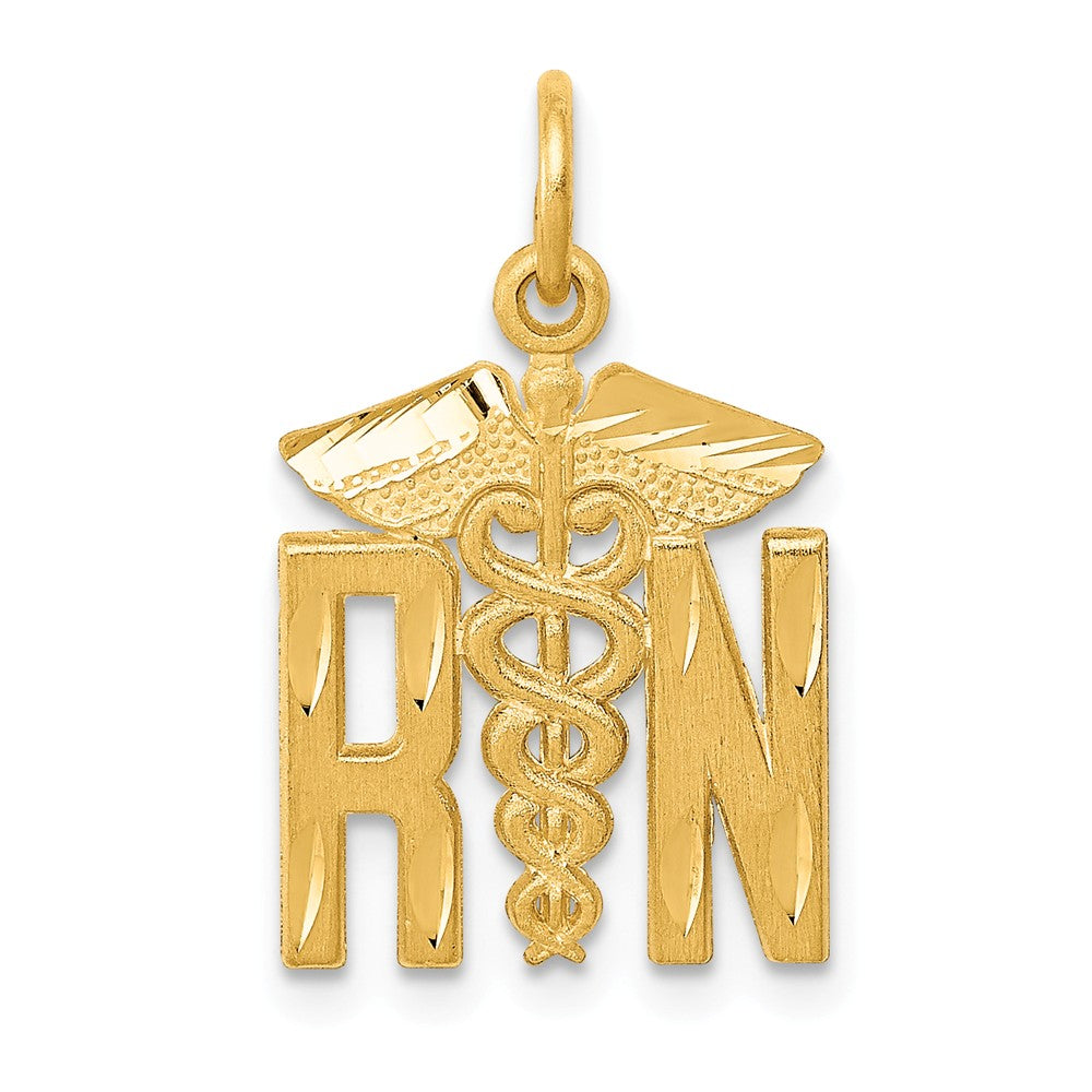 14k Yellow Gold Satin and Diamond Cut Nurse Charm, Item P10286 by The Black Bow Jewelry Co.