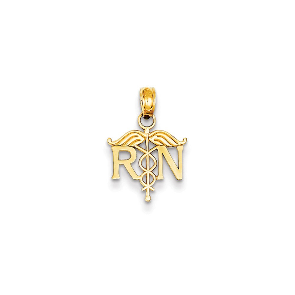 14k Yellow Gold Registered Nurse Pendant, Item P10287 by The Black Bow Jewelry Co.