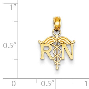 Alternate view of the 14k Yellow Gold Registered Nurse Pendant by The Black Bow Jewelry Co.