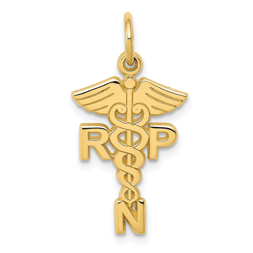14k Yellow Gold RPN Caduceus Charm, Item P10303 by The Black Bow Jewelry Co.