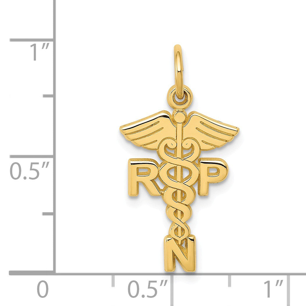 Alternate view of the 14k Yellow Gold RPN Caduceus Charm by The Black Bow Jewelry Co.