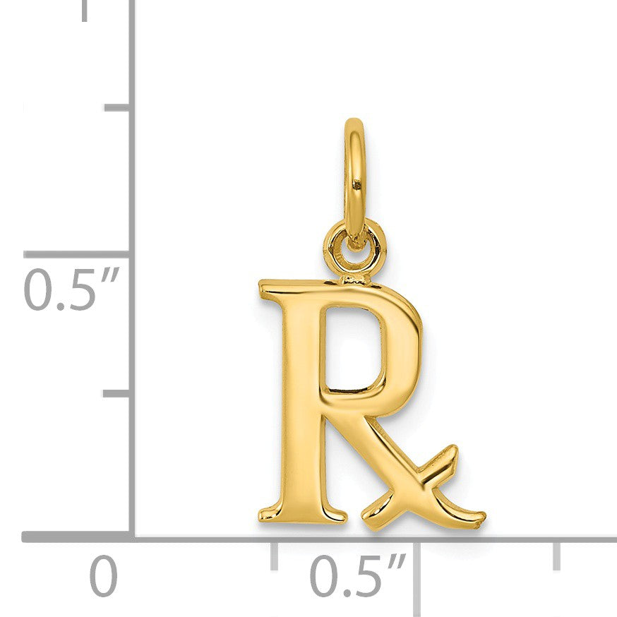 Alternate view of the 14k Yellow Gold Prescription Symbol RX Charm by The Black Bow Jewelry Co.