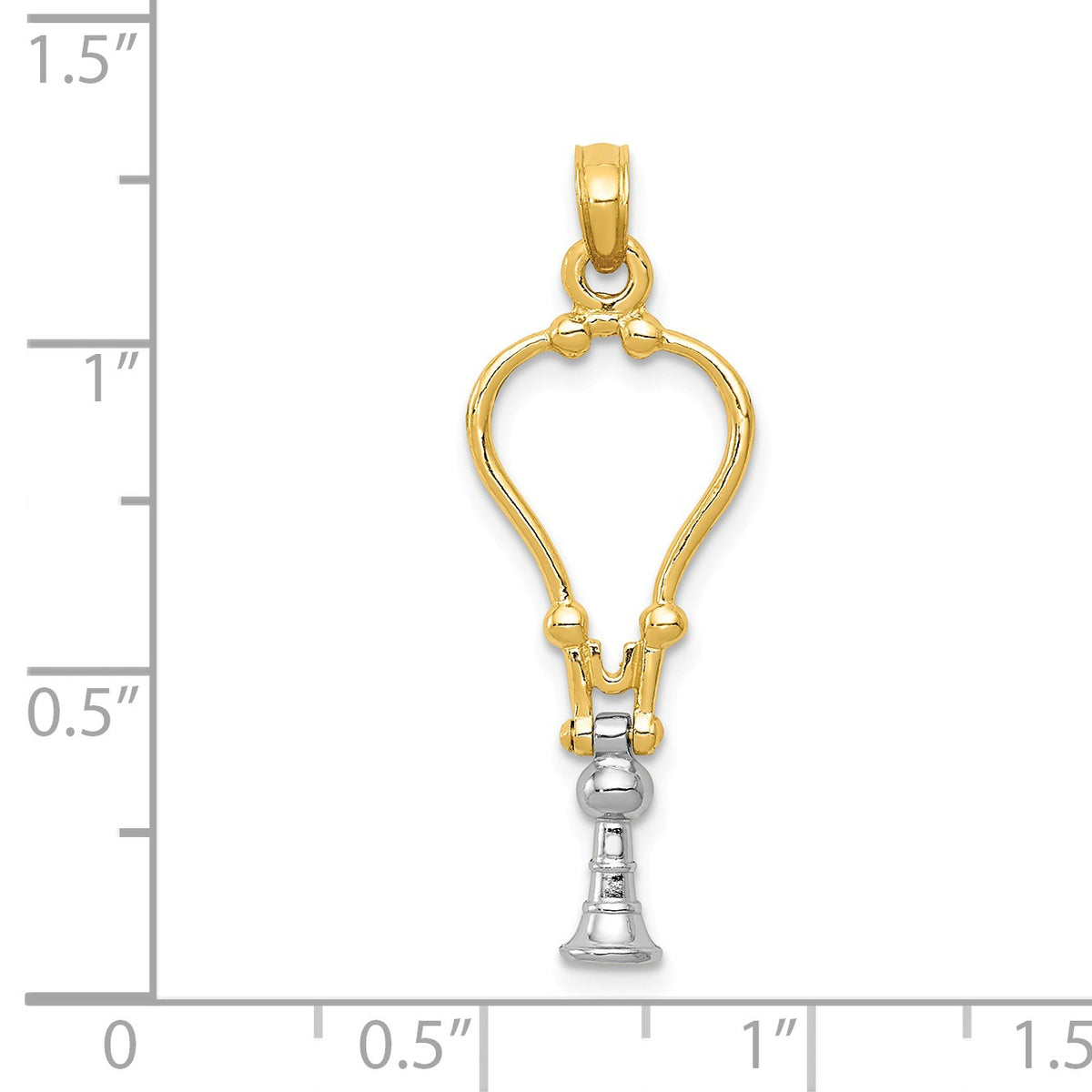 Alternate view of the 14k Two Tone Gold 3D Stethoscope Pendant by The Black Bow Jewelry Co.