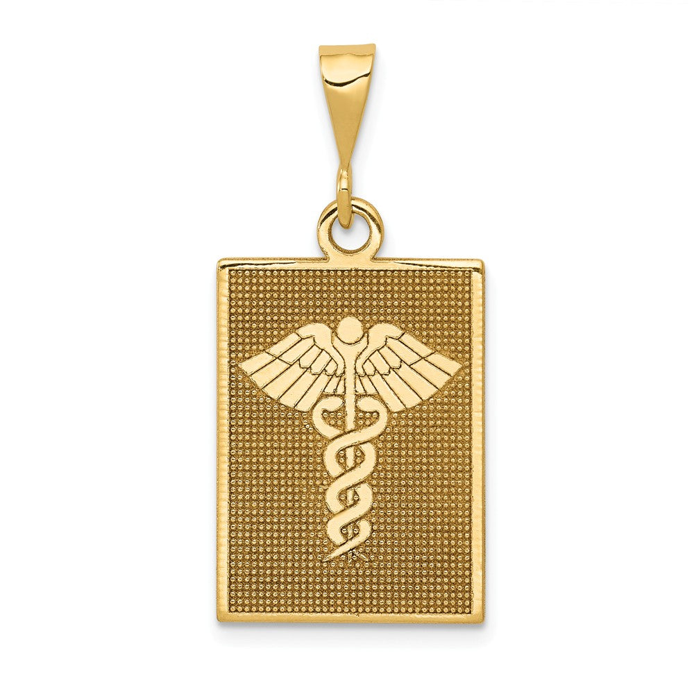 14k Yellow Gold Caduceus Rectangular Pendant, Item P10311 by The Black Bow Jewelry Co.