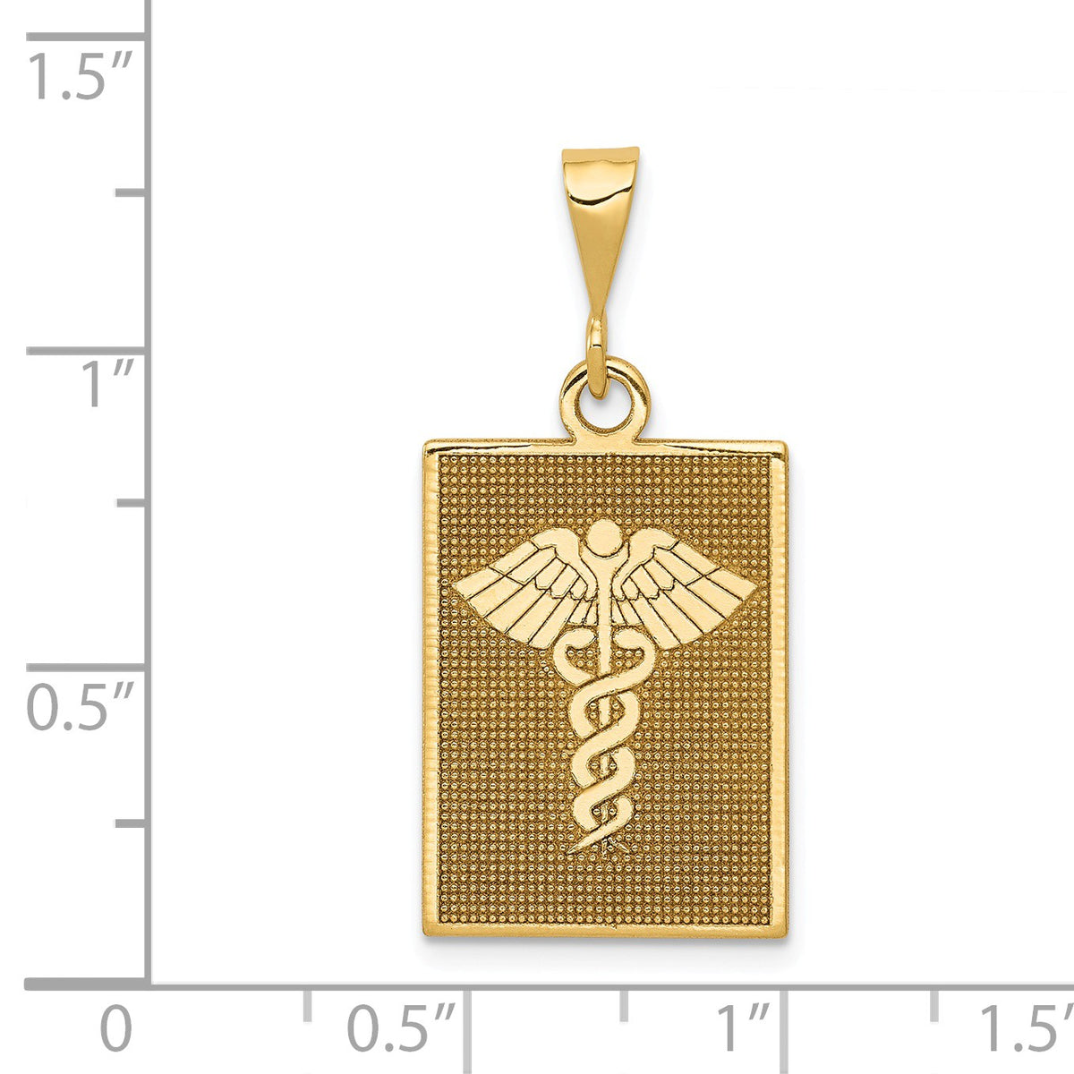 Alternate view of the 14k Yellow Gold Caduceus Rectangular Pendant by The Black Bow Jewelry Co.