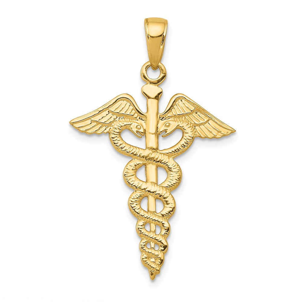 14k Yellow Gold Large Caduceus Symbol Pendant, Item P10312 by The Black Bow Jewelry Co.