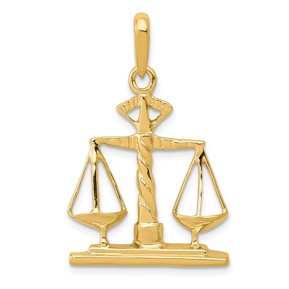 14k Yellow Gold Scales of Justice Polished Pendant, Item P10322 by The Black Bow Jewelry Co.