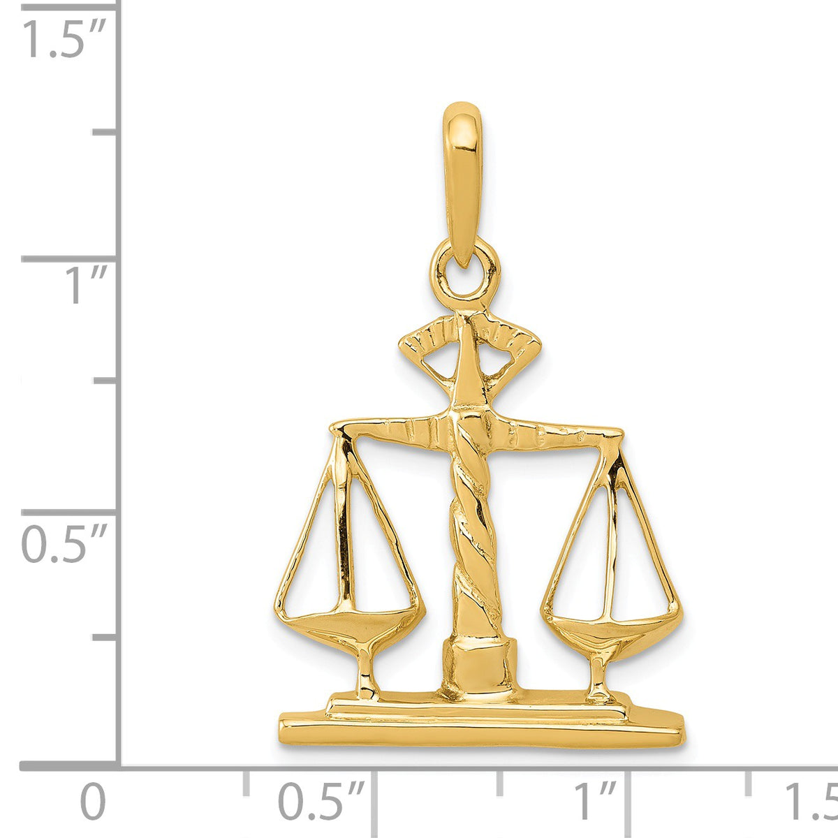 Alternate view of the 14k Yellow Gold Scales of Justice Polished Pendant by The Black Bow Jewelry Co.