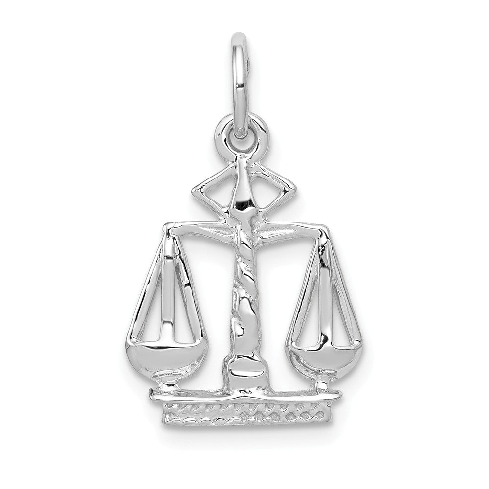 14k White Gold Small Scales of Justice Charm, Item P10325 by The Black Bow Jewelry Co.