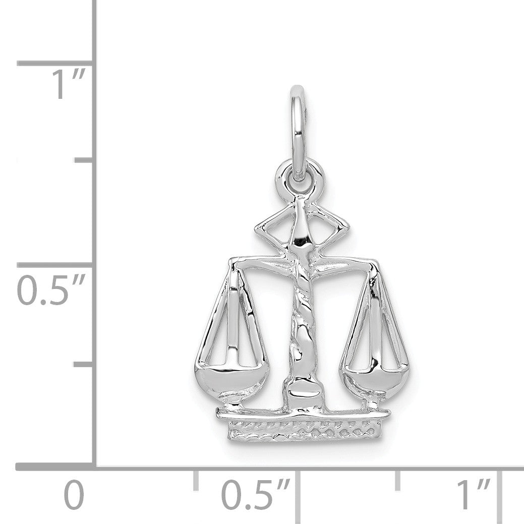 Alternate view of the 14k White Gold Small Scales of Justice Charm by The Black Bow Jewelry Co.