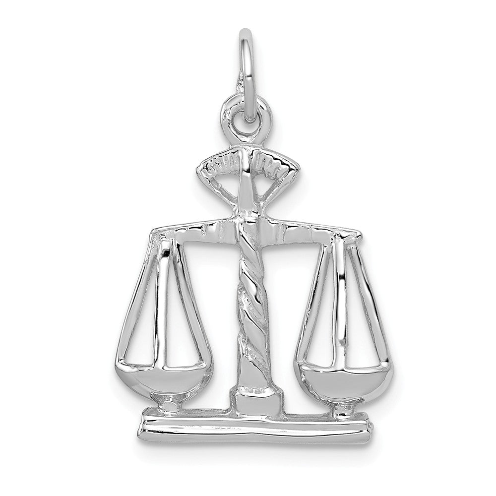 14k White Gold Scales of Justice Charm, Item P10327 by The Black Bow Jewelry Co.
