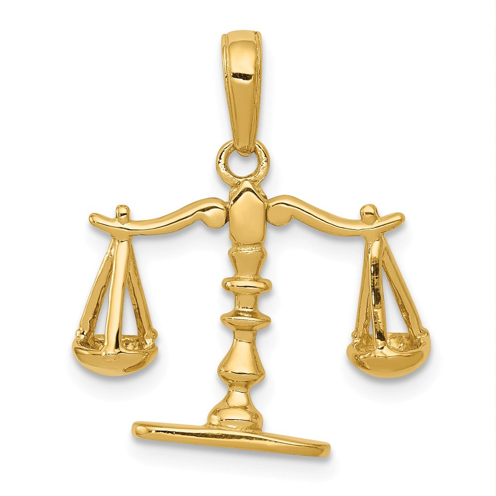 14k Yellow Gold 3D Moveable Scales of Justice Pendant, Item P10328 by The Black Bow Jewelry Co.