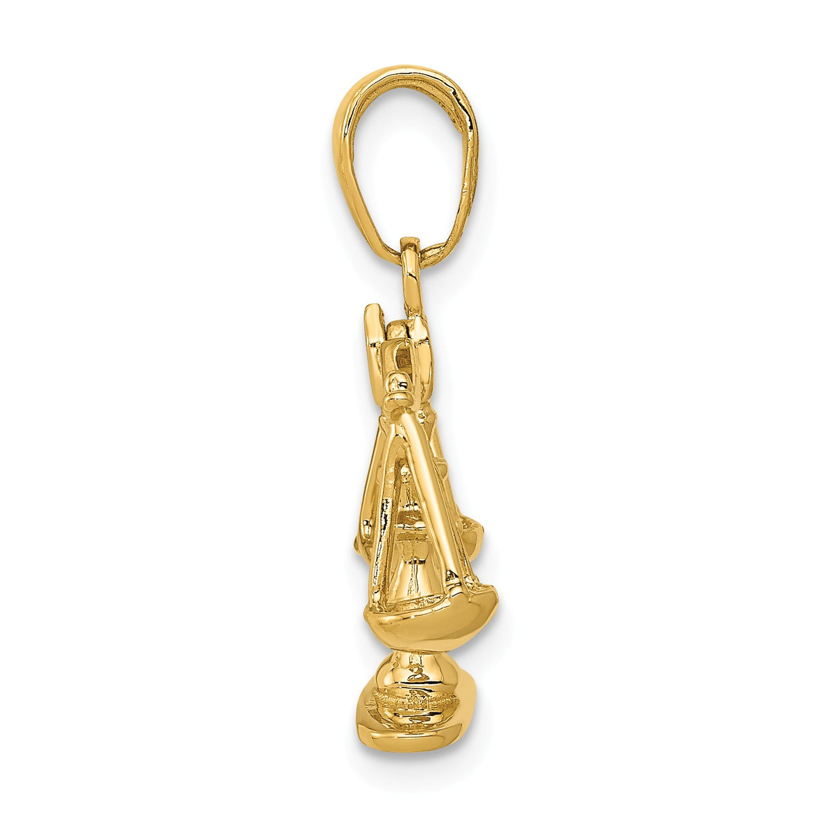 Alternate view of the 14k Yellow Gold 3D Moveable Scales of Justice Pendant by The Black Bow Jewelry Co.