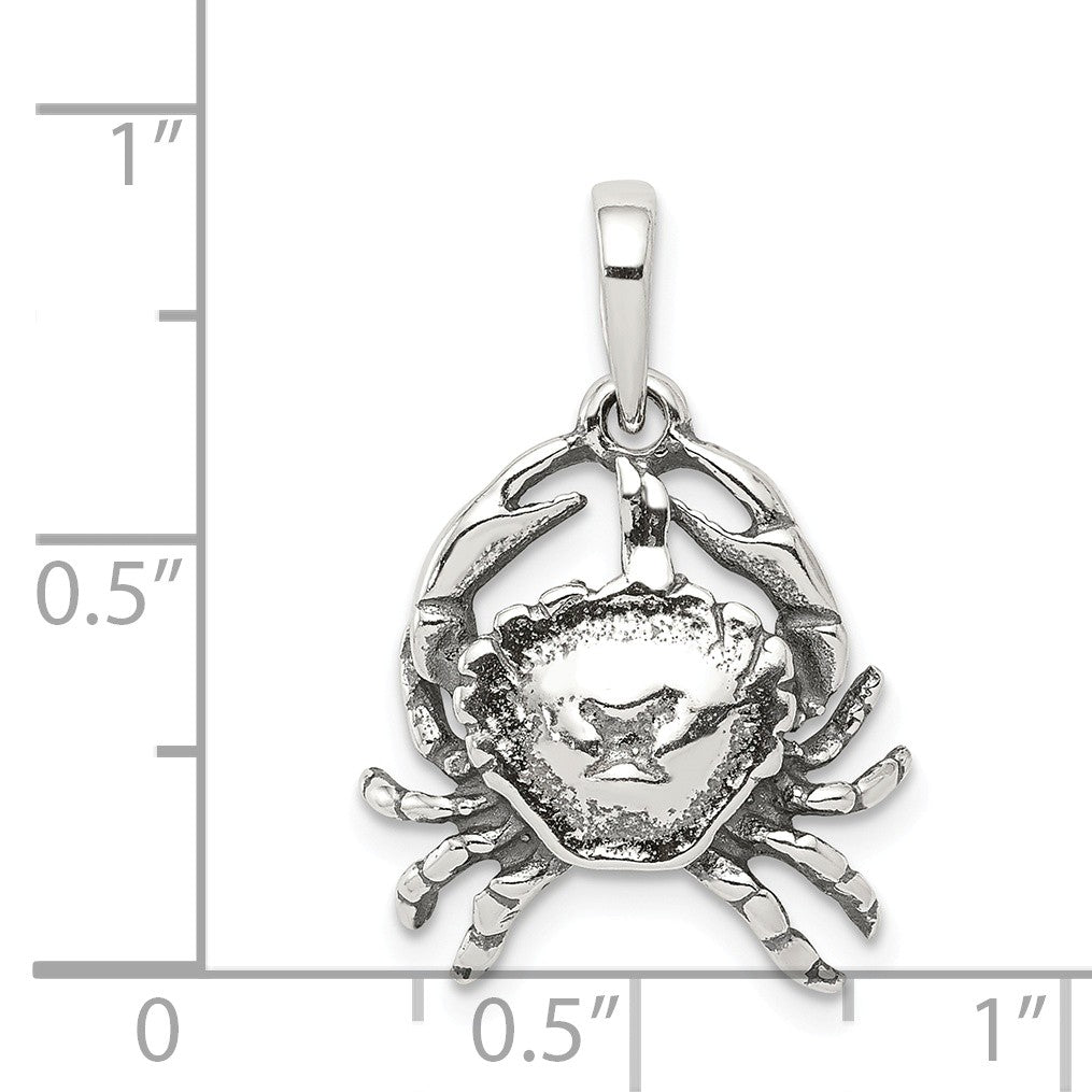 Alternate view of the Sterling Silver Cancer the Crab Zodiac 3D Antiqued Pendant by The Black Bow Jewelry Co.