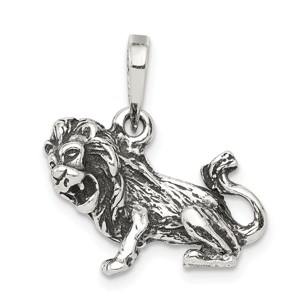 Sterling Silver Leo the Lion Zodiac 3D Antiqued Pendant, Item P10345 by The Black Bow Jewelry Co.