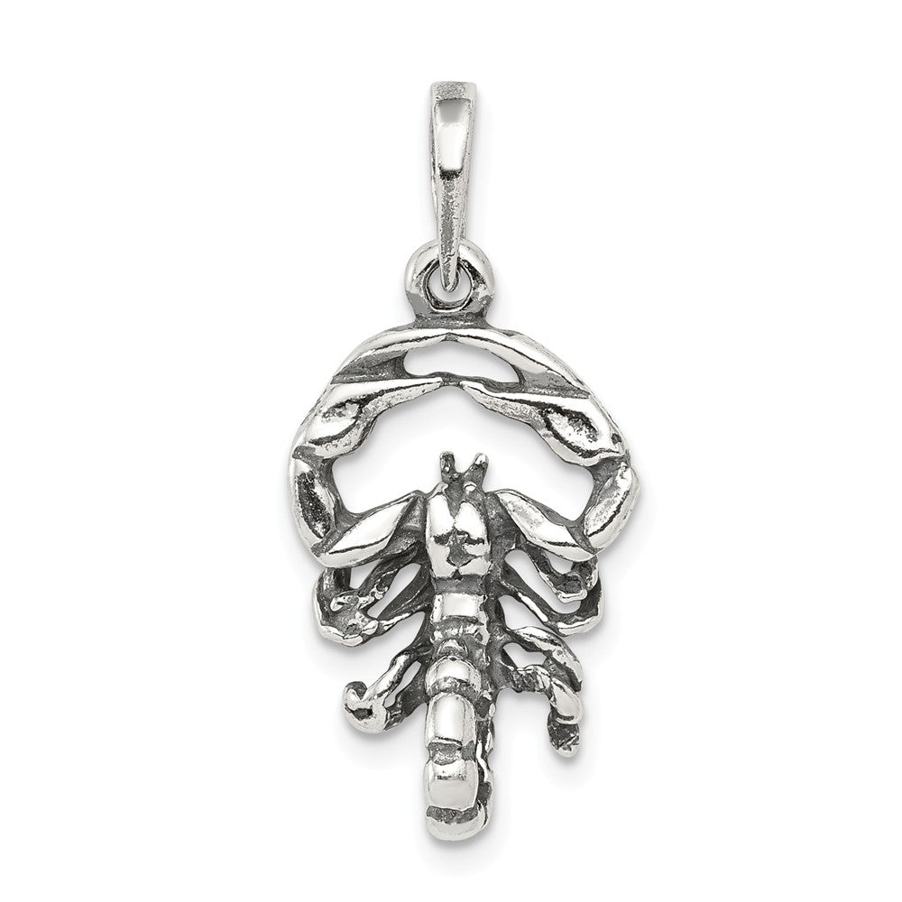 Sterling Silver Scorpio the Scorpion Zodiac 3D Antiqued Pendant, Item P10348 by The Black Bow Jewelry Co.