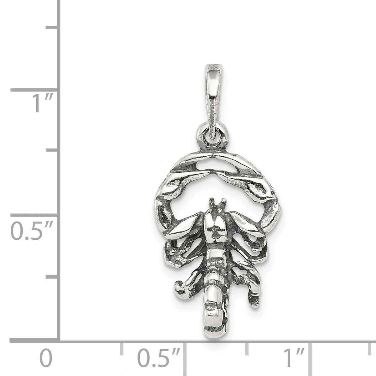 Alternate view of the Sterling Silver Scorpio the Scorpion Zodiac 3D Antiqued Pendant by The Black Bow Jewelry Co.