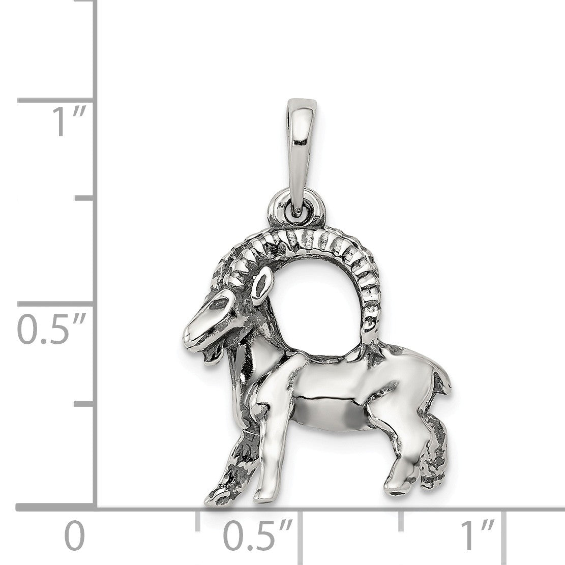 Alternate view of the Sterling Silver Capricorn the Goat Zodiac 3D Antiqued Pendant by The Black Bow Jewelry Co.