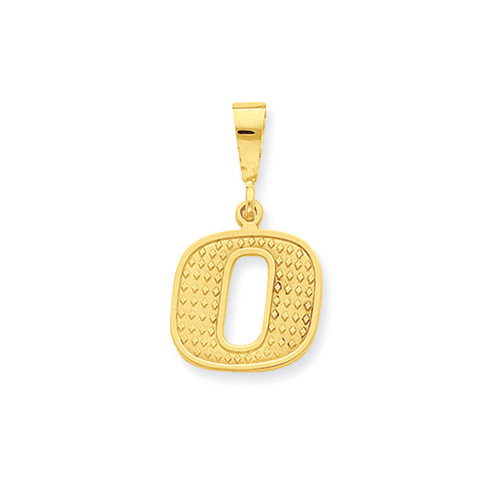 14k Yellow Gold, Ashley Collection, Textured Initial O Pendant, Item P10353-O by The Black Bow Jewelry Co.